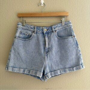 Pacsun Mom Shorts Womens 29 Blue Light Wash Denim Cotton Hi-Rise Zip Fly